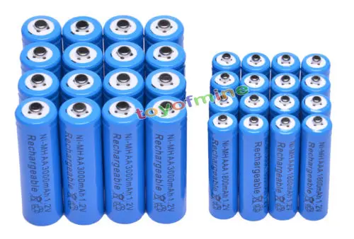 

16x AA 3000mAh+16x AAA 1800mAh 1.2V NI-MH Rechargeable Battery 2A 3A Blue Cell
