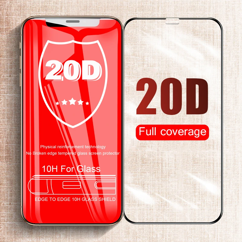 20D полное Защитное стекло для IPhone XR XS Max X Закаленное защитная пленка экрана