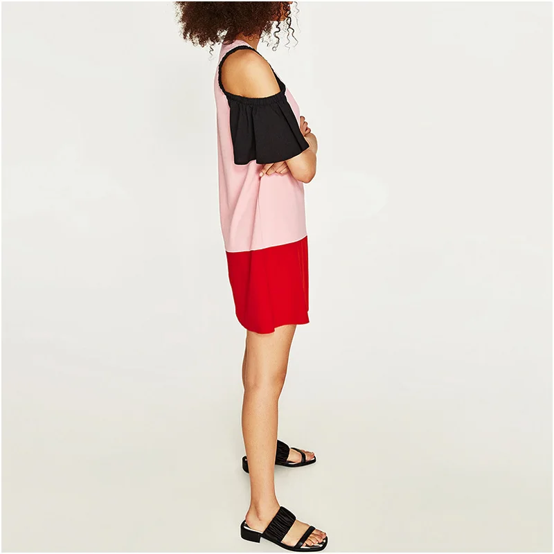 NYMPH сексуальное платье с открытыми плечами и коротким Расклешенным рукавом 2017