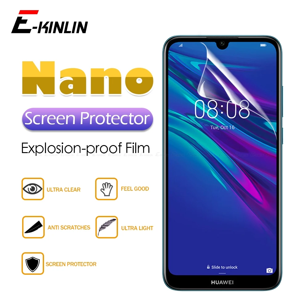 2 шт./лот HD прозрачная защитная пленка для экрана мягкая нано HuaWei Y9 Y5 2019 2018 Y6p Y7p Y8p Y8s