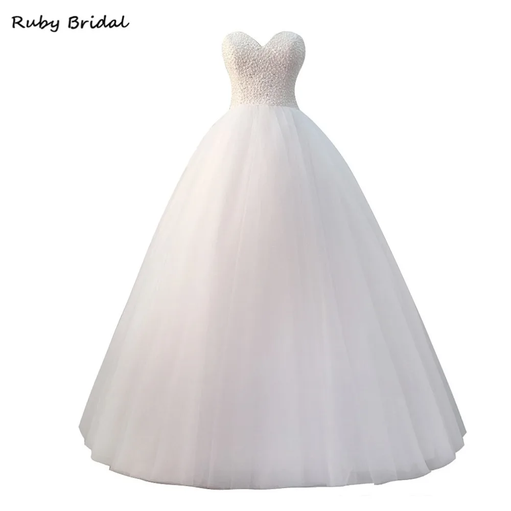 Ruby Bridal 2017 Очаровательное длинное бальное платье свадебные платья Белый Тюль