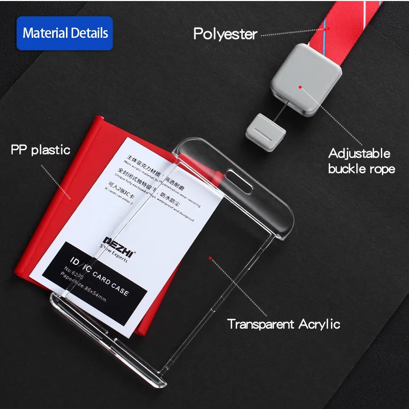 DEZHI-Fashion style Acrylic clear ID IC Card Case lowest price of work card with lanyard,can custom the LOGO,OEM!