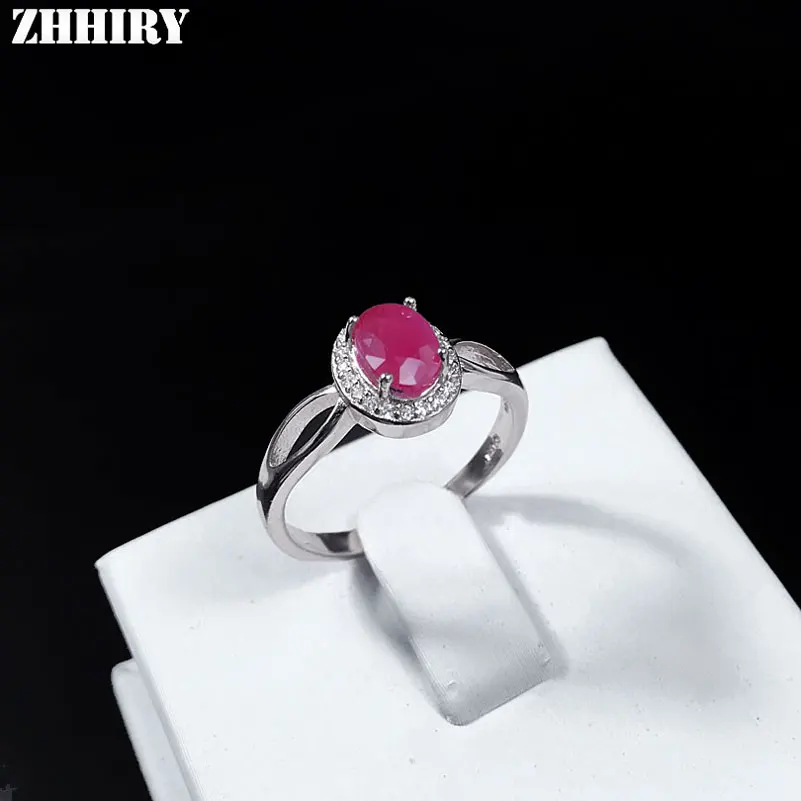 ZHHIRY натуральный рубин кольцо Подлинная Твердые 925 пробы серебряные кольца для женщин настоящий драгоценный камень ювелирные изделия