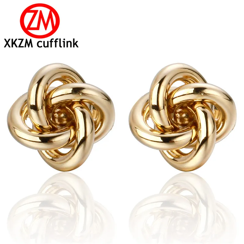 

Golden Circle Twist Knot Cufflinks for Mens Suits Buttons Geometric Wedding Cufflink French Grooms Shirt Brand Cuff Links