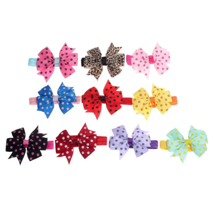 baby headband 10 pcs bow dot kids elastic hair bands infant girl accessories headbands faixa de cabelo great | Детская одежда и