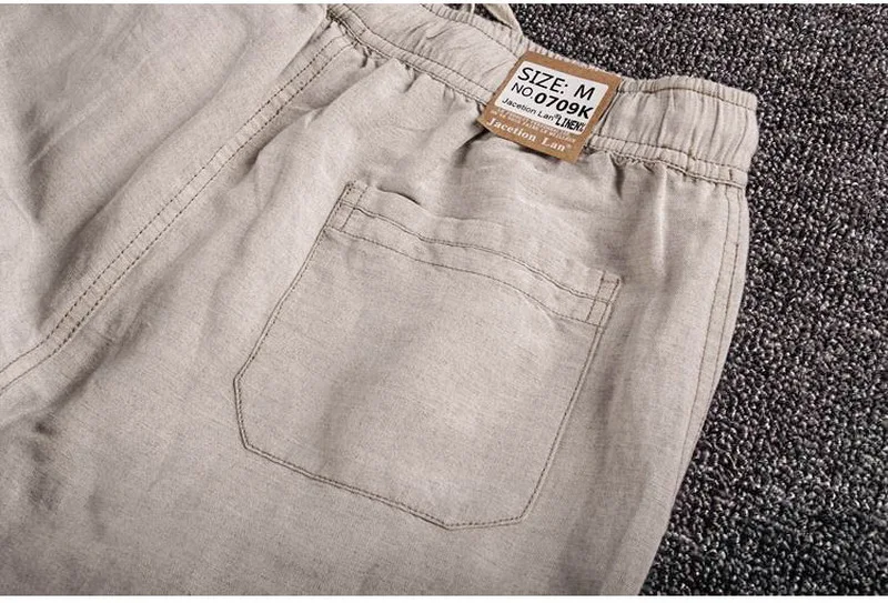 Мужские льняные брюки Длинные хлопковые повседневные мужские однотонные карго