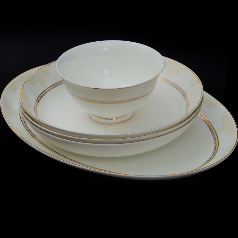 christmas decorations for home Jingdezhen Ceramic Tableware Bone Porcelain 60pieces Elegant Bowl Set | Дом и сад
