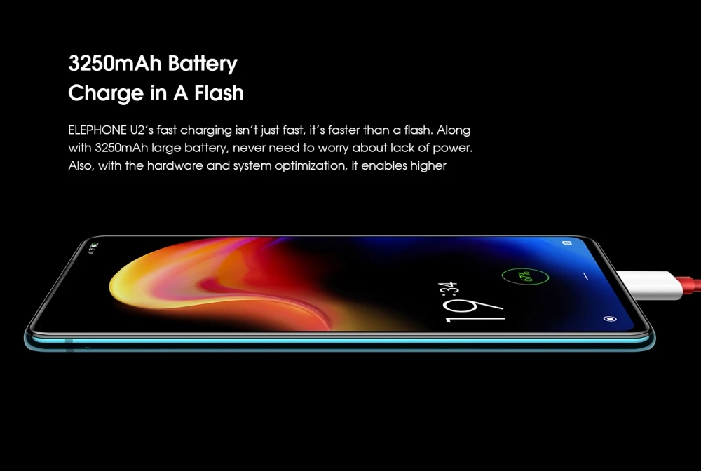 Elephone U2 16MP всплывающая камера 6 ГБ+ 128G мобильный телефон 6,2" FHD+ экран Android 9,0 MT6771T Octa CoreFace ID 4G LTE смартфон