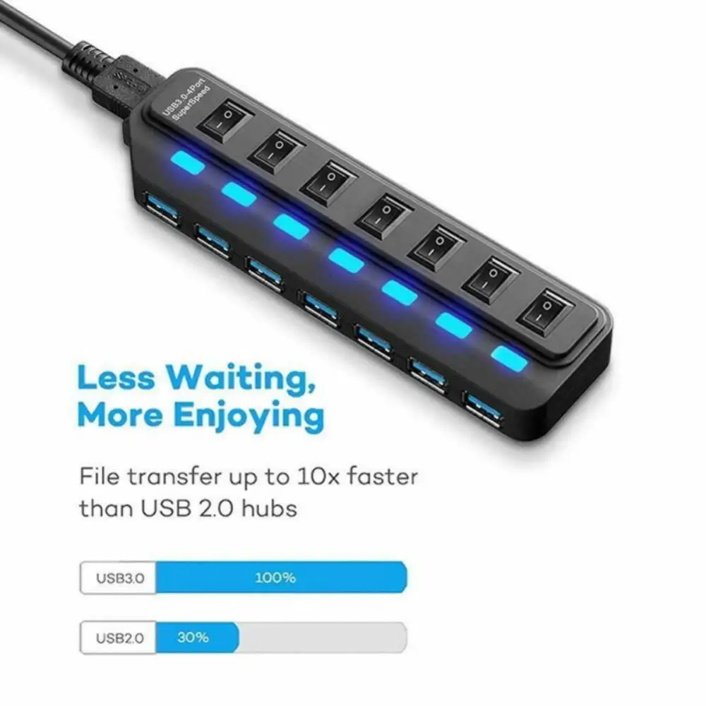 Usb хаб 3 0 7 портов Micro USB разветвитель с адаптером питания Hab высокоскоростной 5