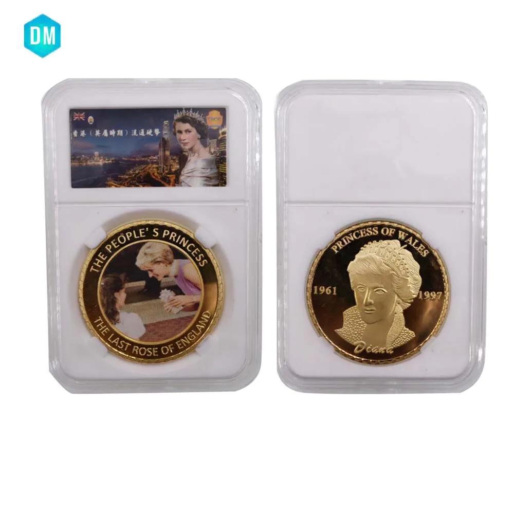 

Beautiful UK 24k Gold Coin Collectible Princess Diana Commemorative Souvenir Coins Art Ornament for Gift with Box