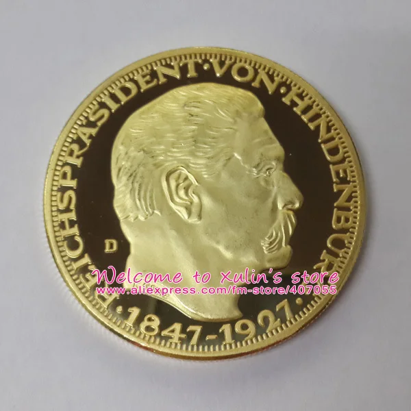 XDC0101I 5 шт. Германия президент пол вон хинденбург 1847 1934 80 я искусственная монета