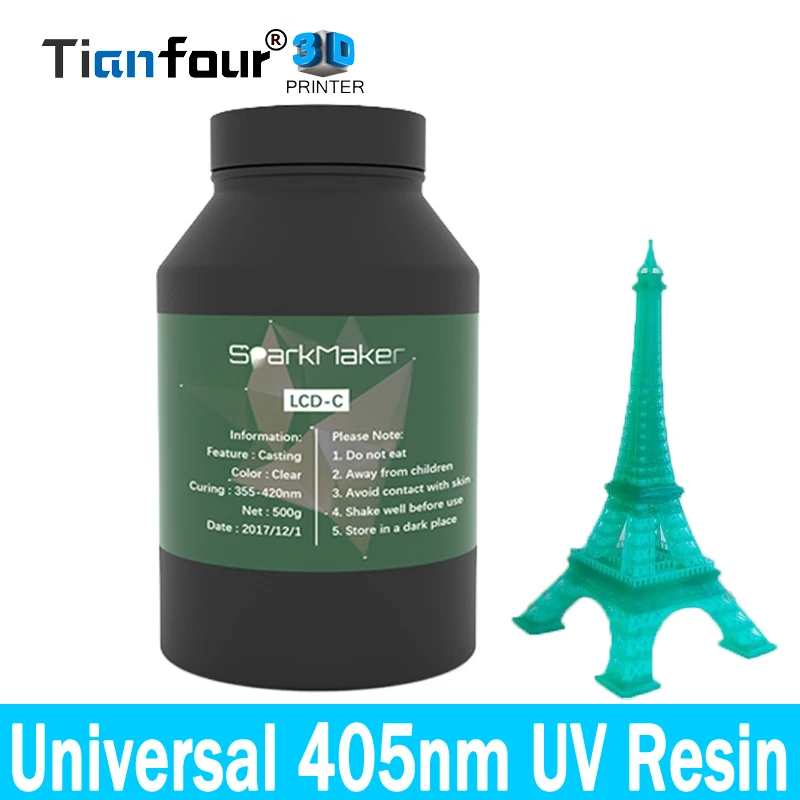 Tianfour sparkmaker 405nm УФ Фоточувствительный каучук для SLA DLP LCD 3D принтер UV 500 мл бутылка