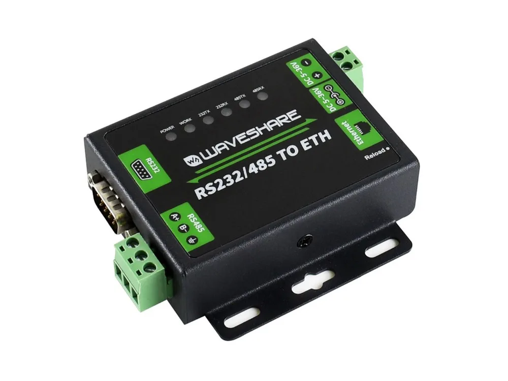Waveshare промышленный конвертер RS232/RS485 в Ethernet с двумя последовательными портами