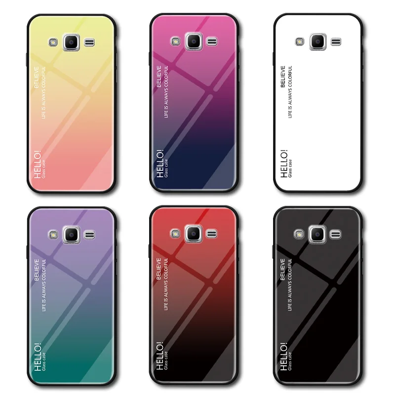 Для Samsung Galaxy J2 J5 J7 2015 J500 J700 чехол Роскошный градиентный жесткий закаленное стекло