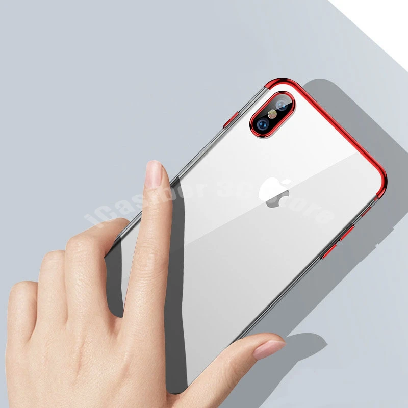 ICasiber Роскошный прозрачный чехол из ТПУ с покрытием розового золота для iPhone XS Max XR