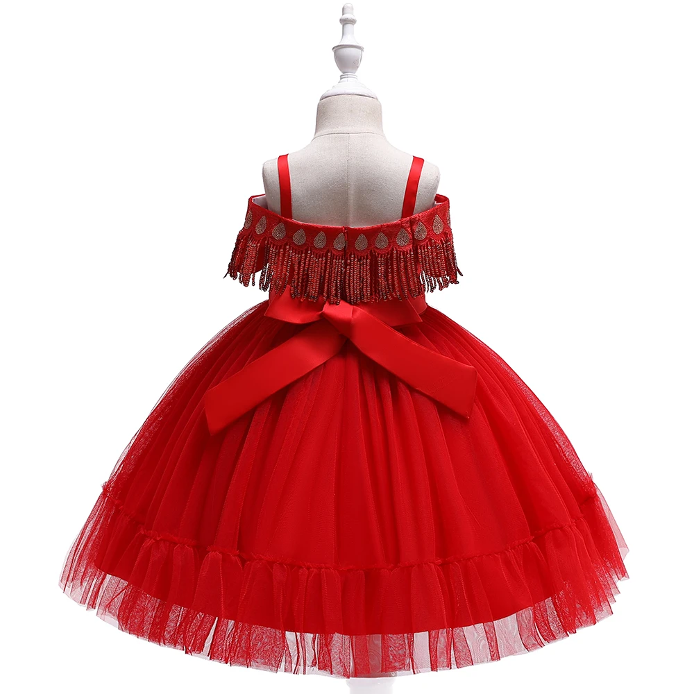 Pearl Tassel Formal Evening Wedding Gown Tutu dress Princess Flower Girls dresses on the runway Children Clothing Party Wear | Детская