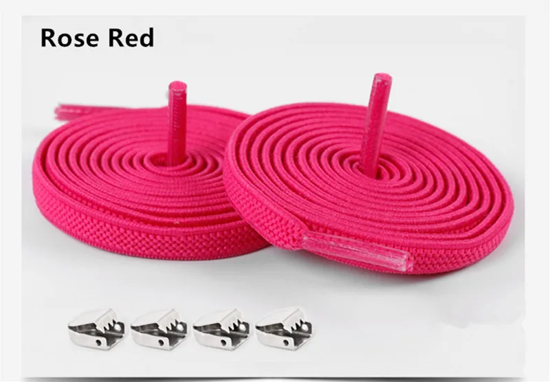 Rose red 100 см цветные эластичные шнурки для обуви, удобная пряжка, цветные эластичные силиконовые шнурки без завязок, шнурки для обуви, шнурки для кроссовок - Цвет: Rose red