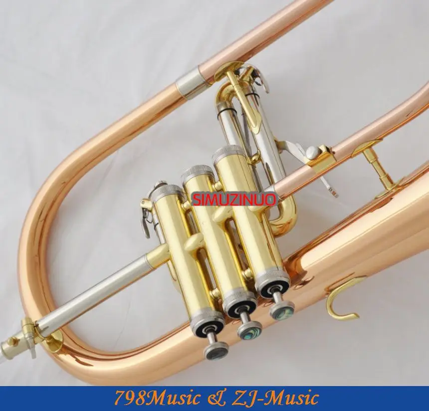 Профессиональная Роза латунный Bb Flugelhorn Monel Piston Abalone Shell Key с чехлом | Спорт и