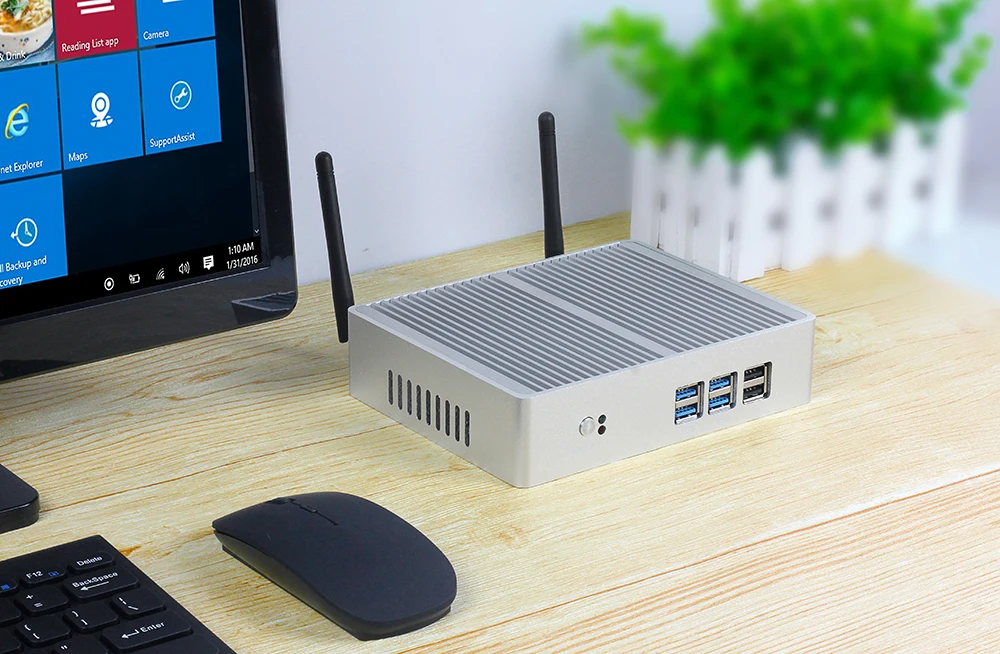 XCY Intel Core i5 7200U i3 7100U i7 4500U безвентиляторный мини-ПК Windows 10 4K HTPC тонкий клиент настольный компьютер NUC HDMI VGA WiFi 6USB