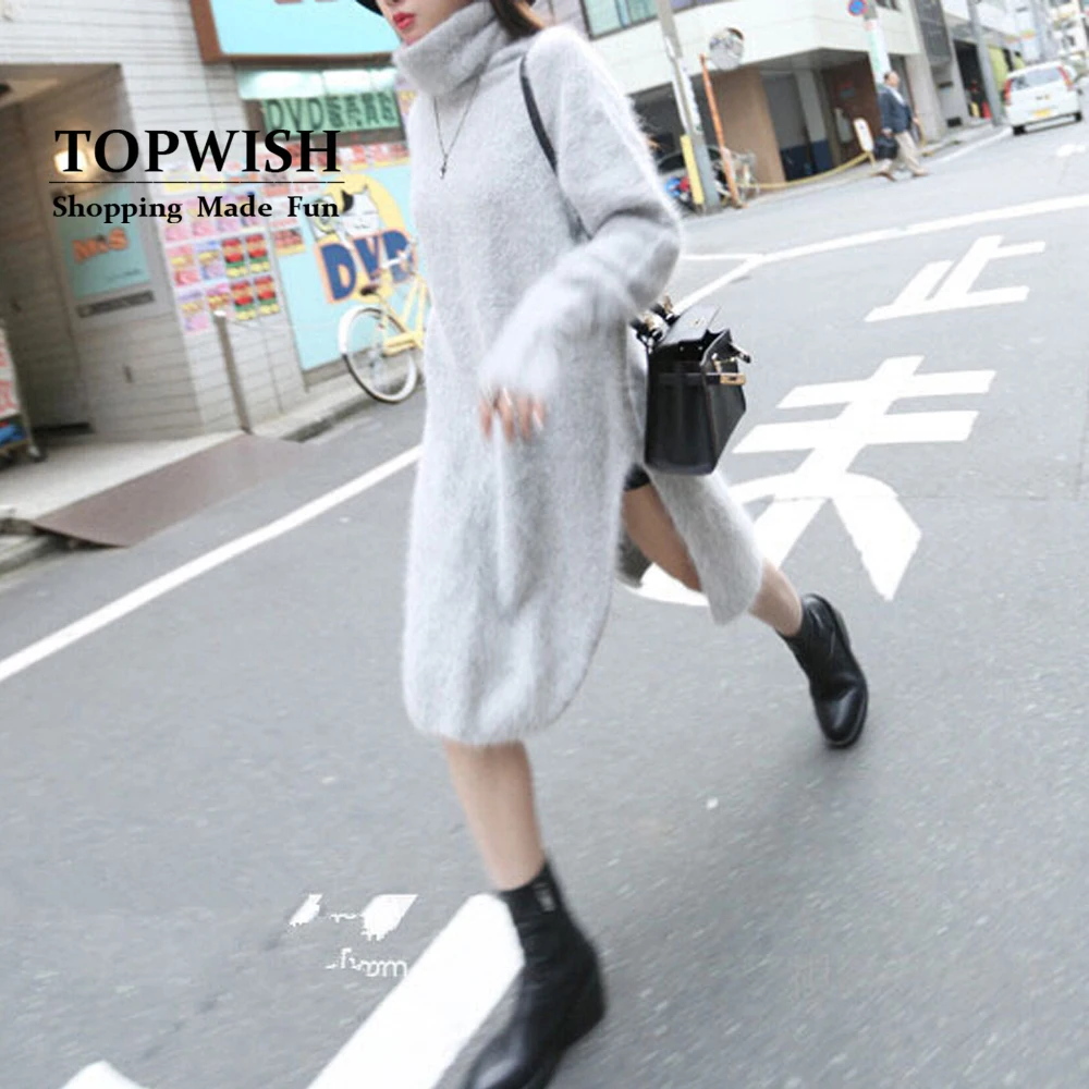 Новинка 2019 теплое плотное кашемировое пальто из натуральной норки водолазка