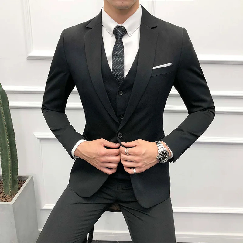 

XS-5XL Men's Suit Slim Fit One Button 3-Piece Suit Blazer Dress Business Wedding Party Jacket Vest Pants Coustume Homme