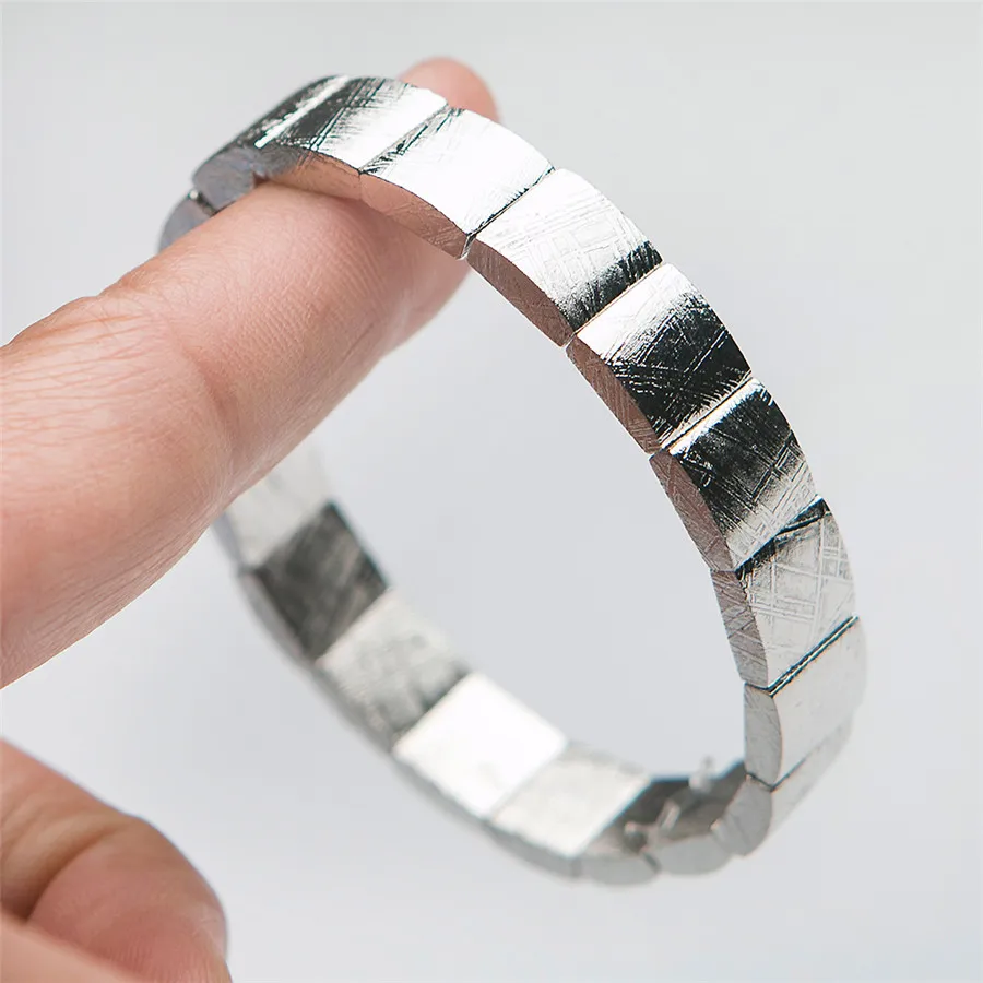 

Genuine Natural Gibeon Meteorite Moldavite Bangle Bracelet For Women Men Crystal 13x10mm Rectangle Beads Gemstone Stretch AAAAA