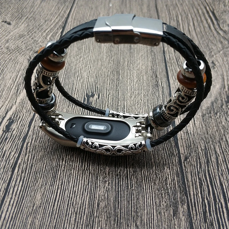 Ремешок для часов Xiaomi Band 3 браслет из натуральной кожи в стиле ретро с ювелирными