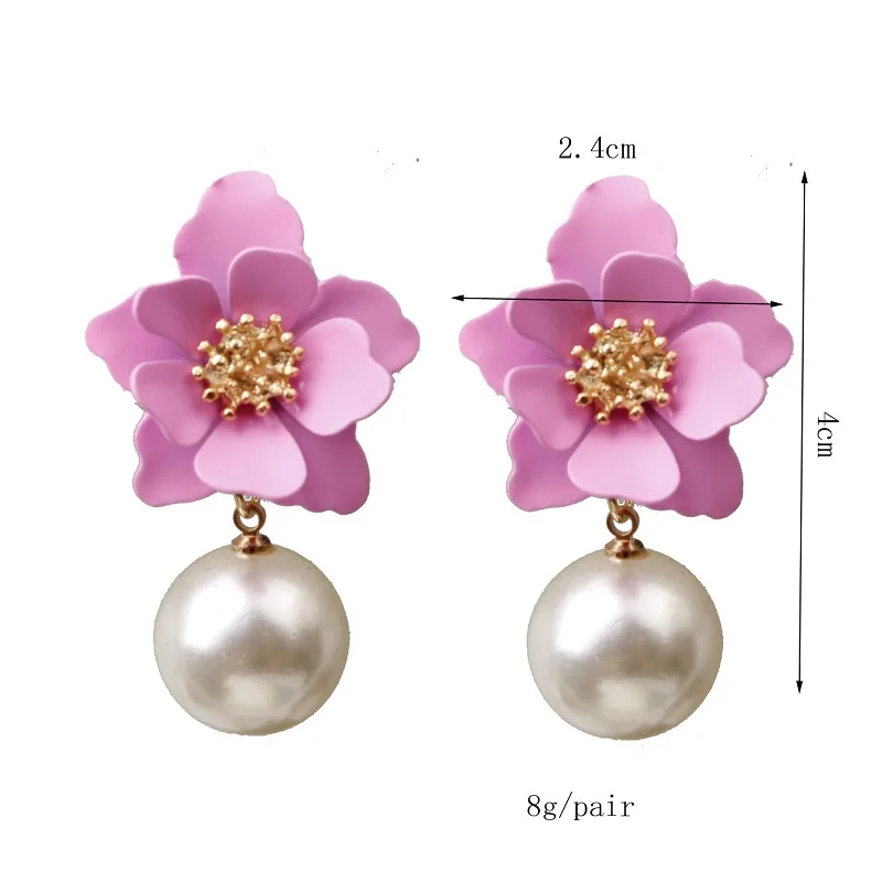 

Exknl Party Boho Simulated Pearl Drop Earrings for Women 2019 Wedding Flower Dangle Bohemian Fashion Jewelry Earrings Women