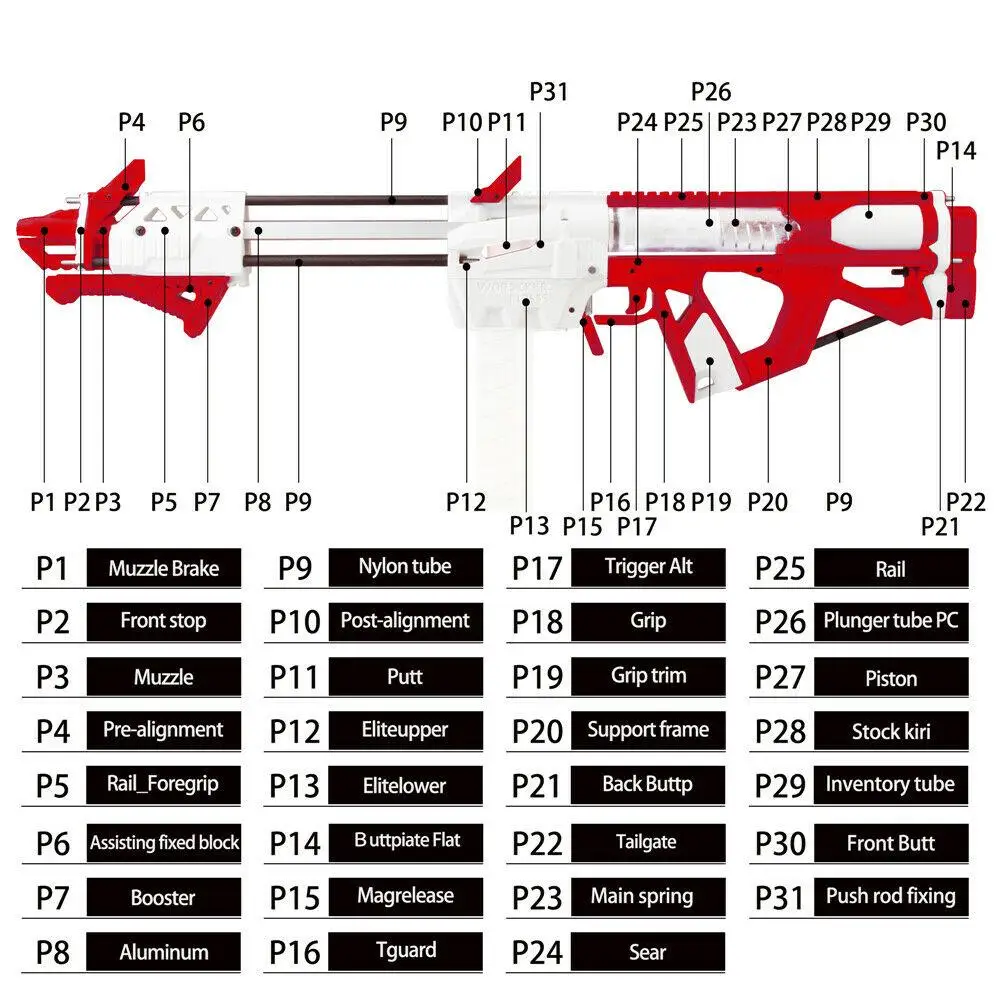 Рабочий мод F10555 Caliburn Blaster 3D печать наборы сделай сам цвет красный