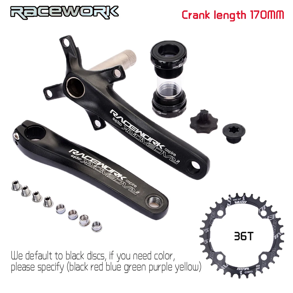 Fahrrad kurbel kettenblatt 104BCD MTB велосипед Kurbel алюминиевый Legierung Mit Boden Kurbel 170 мм platte rot 32 T 34 T 36 T 38 T - Цвет: 170 and 36T