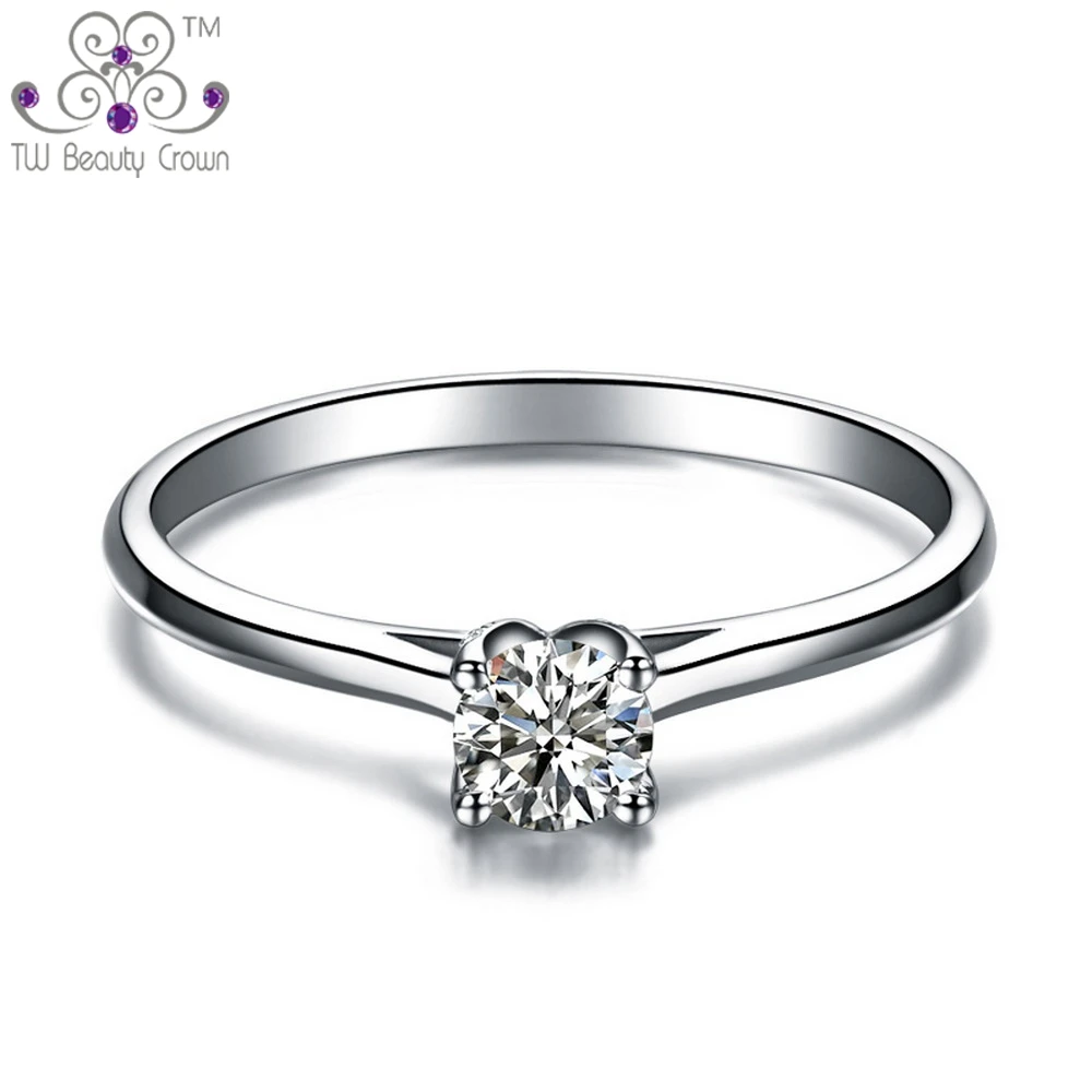 Женское классическое свадебное кольцо из серебра 2017 пробы с белыми кристаллами и