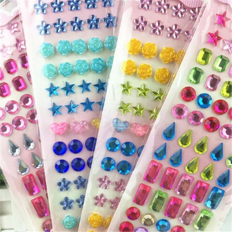 Pegatina decorativa de cristal de diamante para ni&ntilde;os, l&aacute;mina creativa para manualidades, manualidades, materiales, juguetes, 7x26cm, 1 ud.-1
