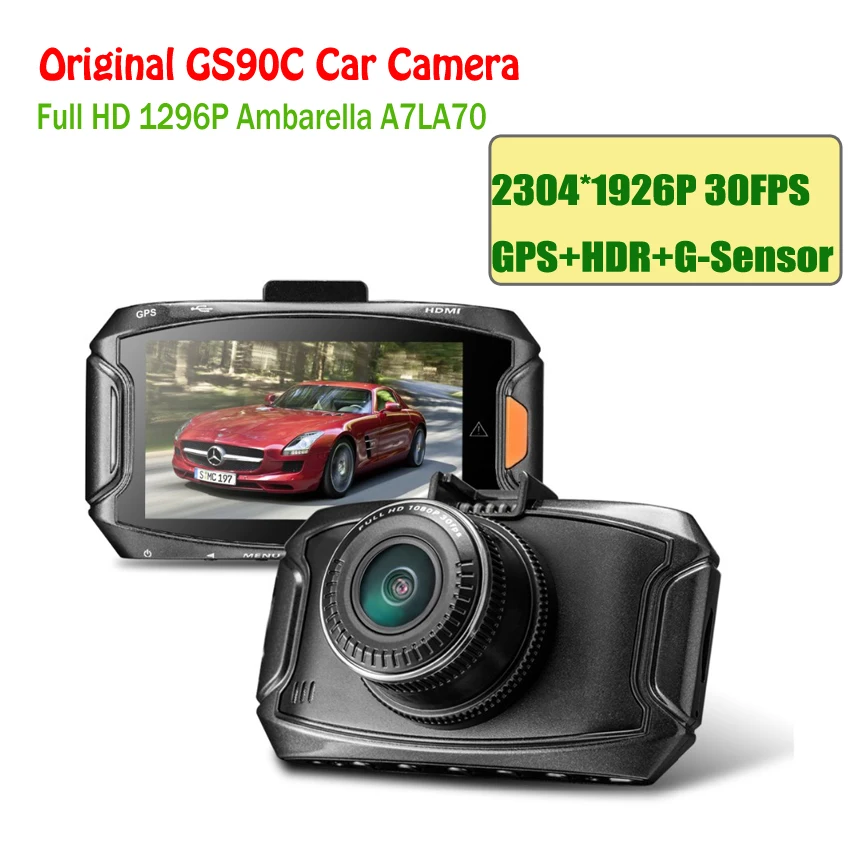 Conkim Car DVR Ambarella A7 Auto Video Recorder 1296P 170 Degree Wide Angle 2.7&quot LCD Dash Camera With GPS Multi-Languages GS90C |