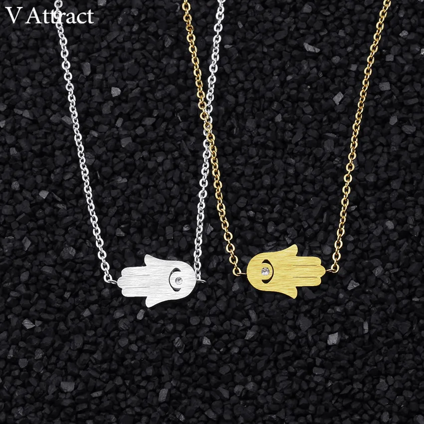 V Attract 2017 Religion Jewelry Vintage Crystal Evil Eye Bracelets Women Stainless Steel Chain CZ Hamsa Hand Pulseira Masculina | Украшения