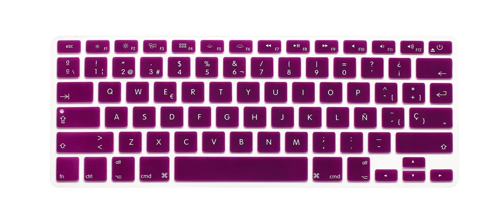 Фиолетовый Испания испанская клавиатура крышка US версия для Macbook Air Pro Retina 13 15 17 A1466 A1502 A1369 A1278 A1398 A1286 A1425 Протектор - Цвет: Фиолетовый