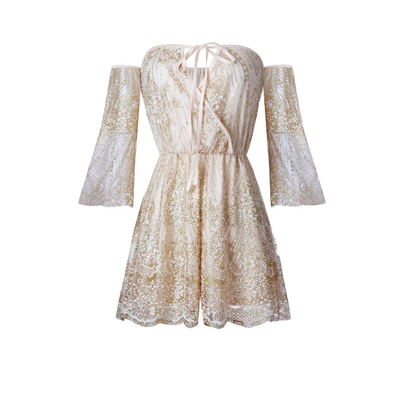 Комбинезон женский комбинезон шорты 2019 Летний с открытыми плечами плюс размер