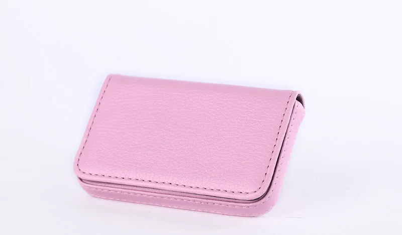 EZONE 1PC Business Card Holder PU Leather High Quality Card Bag High-end Rose Red/Apricot/Coffee 9 Color Magnetic Button Design