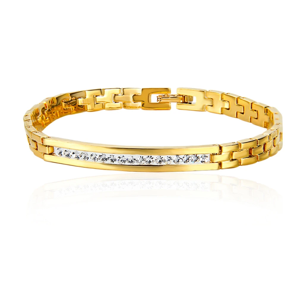 

Chain Link Yellow Gold Filled AAA Cubic Zirconia Bracelet Party Jewelry