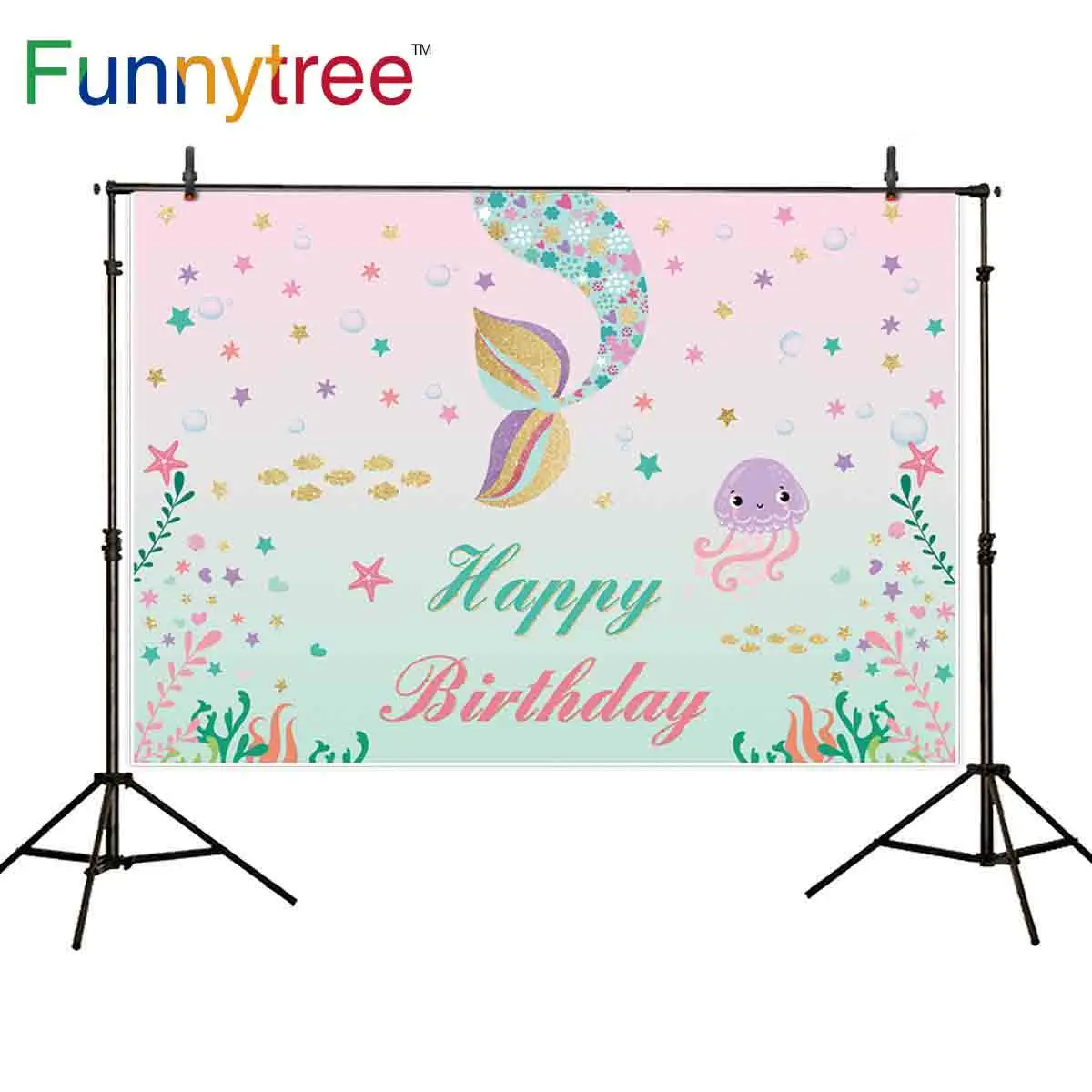 Фон для фотосъемки с изображением милого океана хвоста русалки Ариэль на день