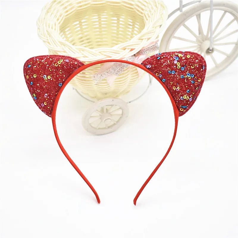 Женский ободок с кошачьими ушками повязка на голову красивыми блестящими