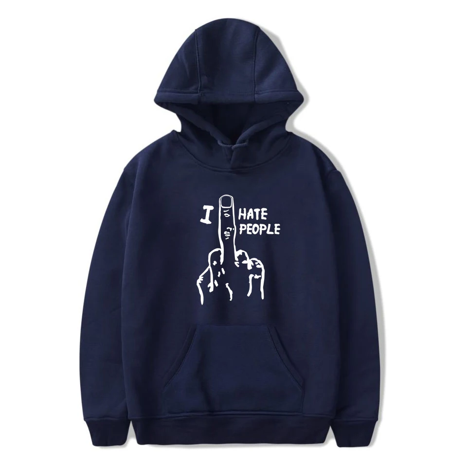 I Hate People kpop hooded sweatshirt for fans support unisex casual thin pocket personality sports shirt | Мужская одежда