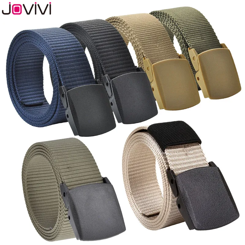 

Jovivi Newest 1pc Men Nylon Belt Canvas Tactical Military Plastic Buckle Strap Waistband Plain Web Fashion Belts Birthday Gift