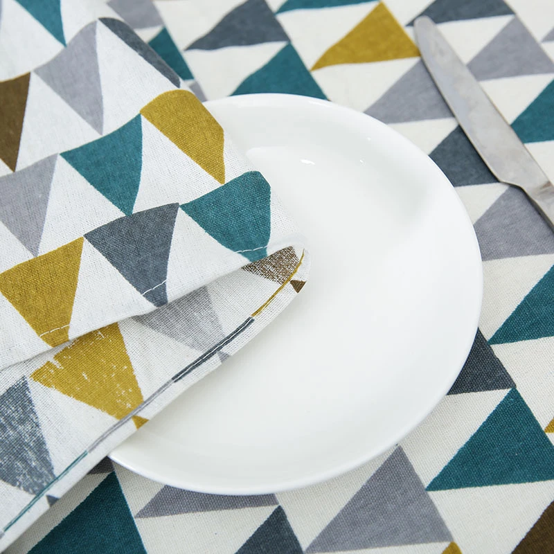 

Colorful Printing Fabric Tableclothes For Rectangular Tables Cotton Linen Trigon Table Cloth For Table Decor Home Table Cover