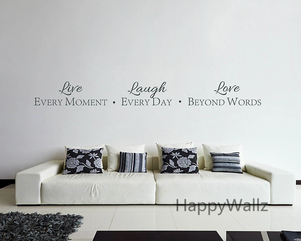 Мотивирующая цитата настенная наклейка Живите каждый момент смех день любовь за