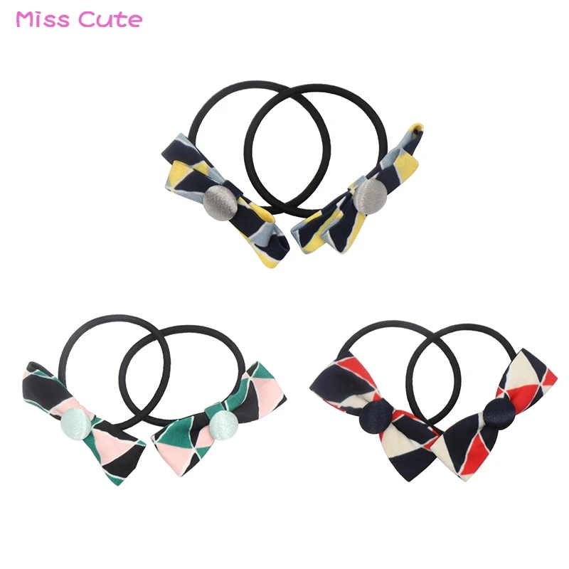 2 pcs/Lot Boutique Elastic Hair Bands Cute Girls Ponytail Holder Print Bow Baby Tie Kids | Детская одежда и обувь