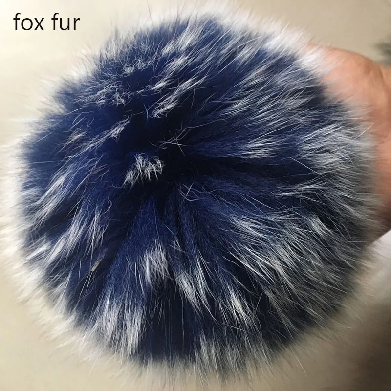 blue white fox DIY 14-15 см настоящие помпоны из лисьего меха большие роскошные меховые шарики для вязаные шапочки обувь и шарфы натуральный мех енота помпоны - Цвет: blue white fox
