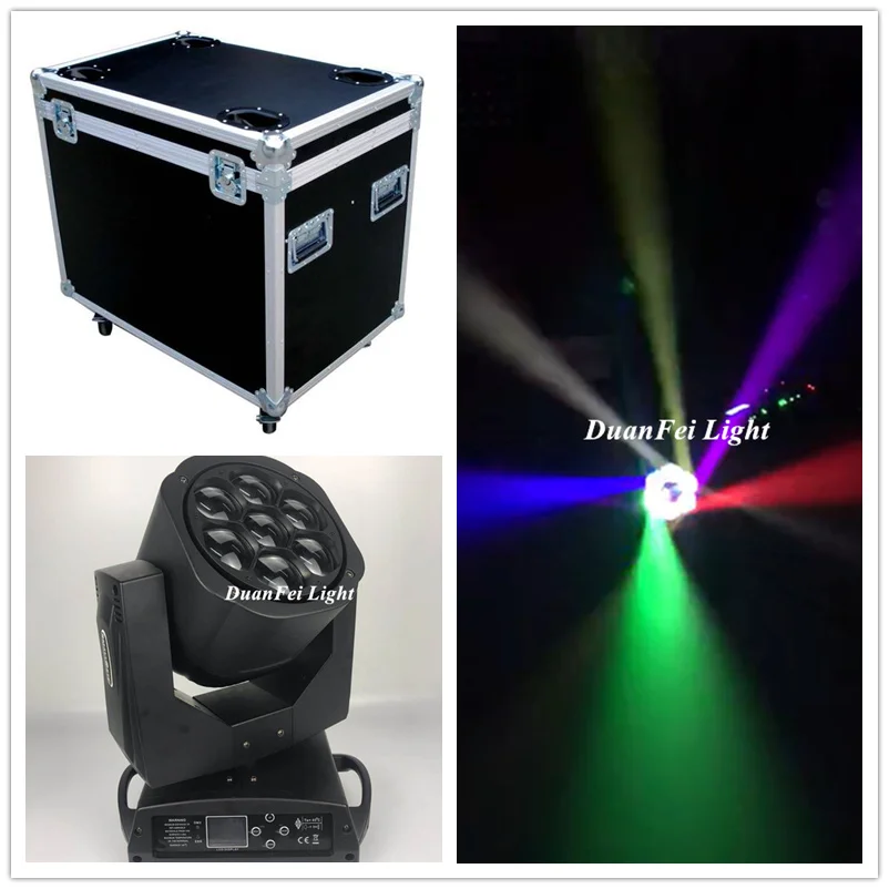 20 шт. + Flycase 7x15 Вт RGBW 4в1 Zoom Bee Eye LED Beam Moving Head Wash Lyre DMX moving lightings для сцены|Эффект