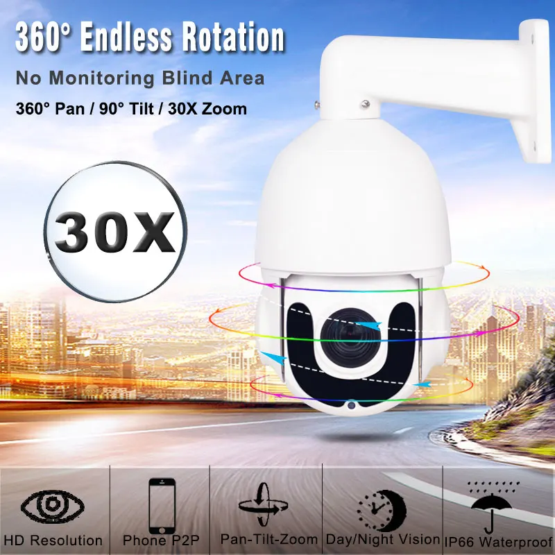 4 дюймовая мини камера 5 Мп PTZ H.265 2MP 30X ZOOM мегапикселей POE 1080P сетевая ip IR 150M Starlight ONVIF