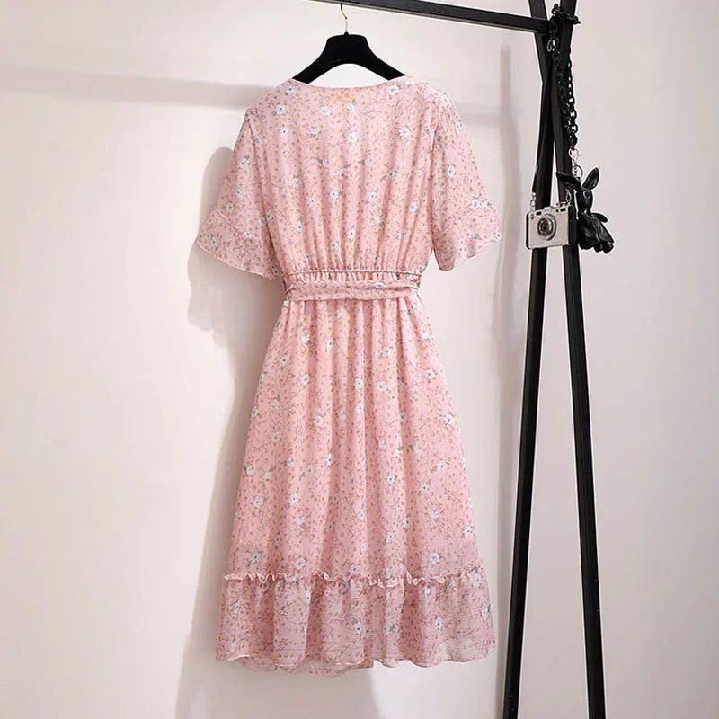 Летнее женское платье размера плюс, обхват груди 145 см, 5XL, 6XL, 7XL, 8XL, 9XL, повседневное женское платье розового цвета