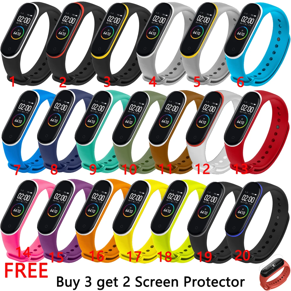 Ремешок силиконовый для Xiaomi Mi Band 4 3 сменный Браслет наручных часов двухцветный